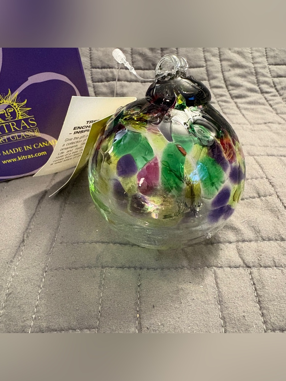 Kitras Art Glass Suncatcher Tree Of Life Orb Sphere Ornament Witch Ball 3”